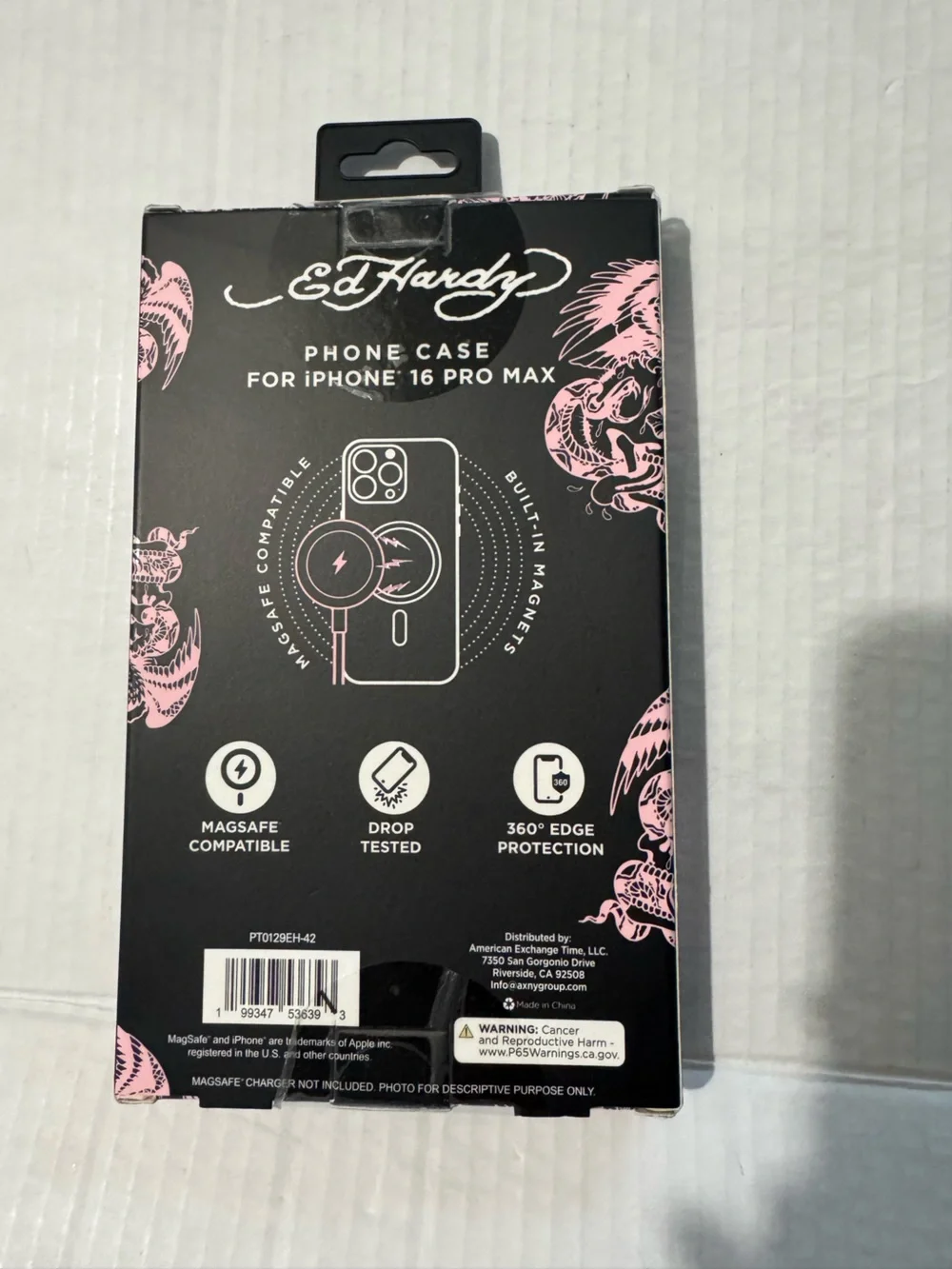 Ed Hardy Pink Skull Pattern MagSafe Case for iPhone 16 Pro Max BNWT